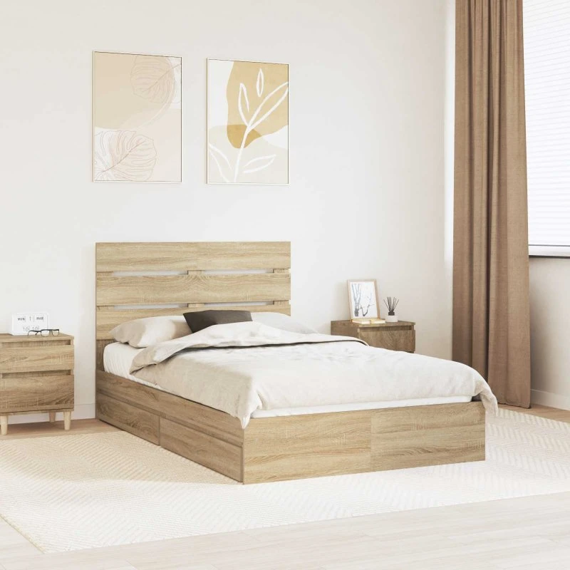 Opbevaringsseng Sonoma eg 120x190 cm – Konstrueret træ