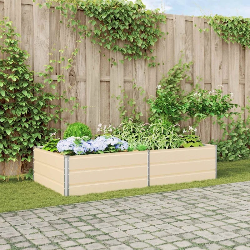 Plantekasse Elfenben 195x100x45 cm - Galvaniseret stål
