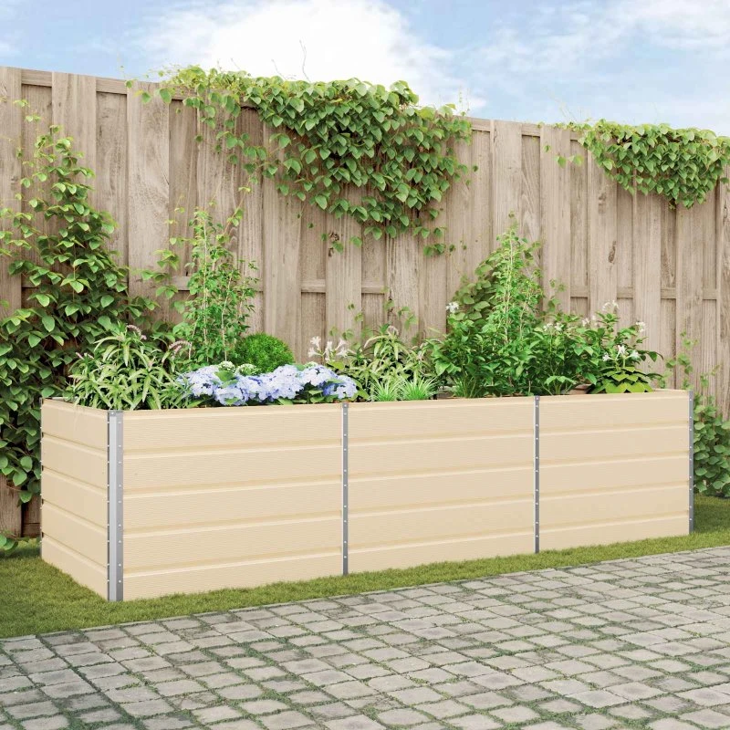 Plantekasse Elfenben 195x100x45 cm – Galvaniseret stål