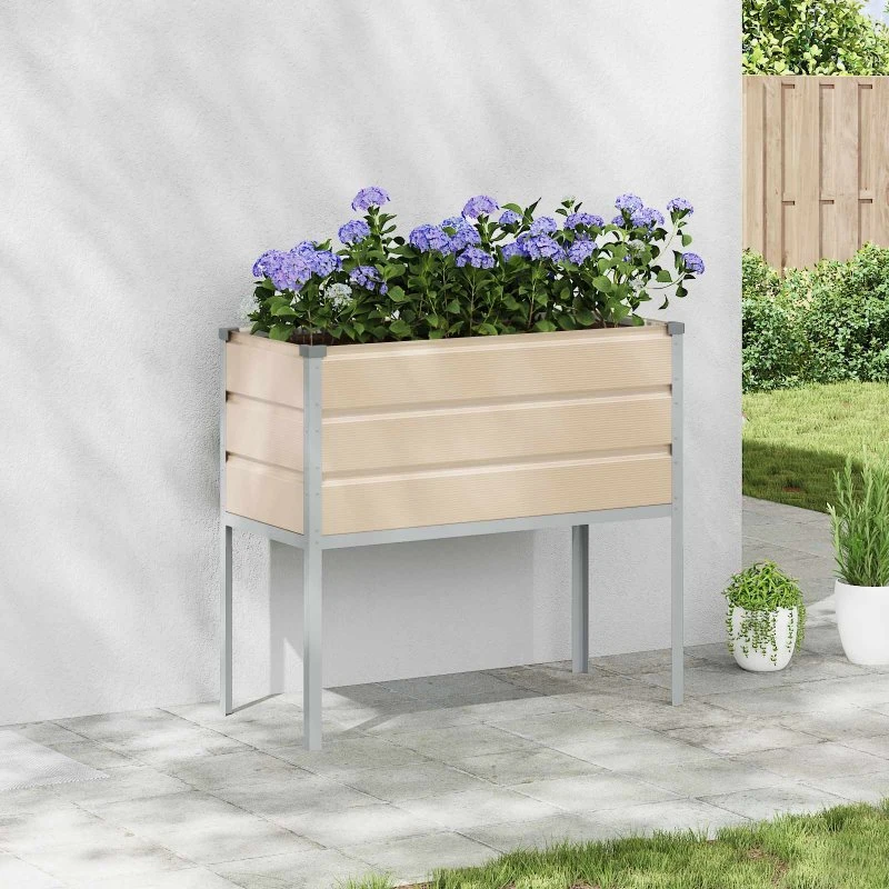 Plantekasse galvaniseret stål elfenben 100×45×90 cm