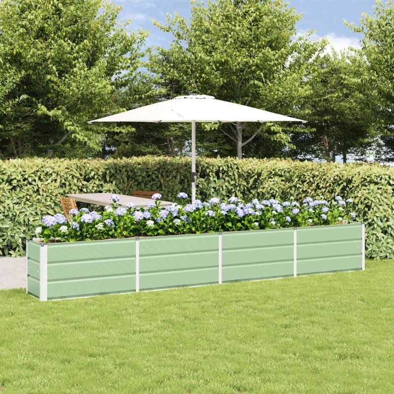 Plantekasse i stål 320×40×45 cm – Grøn