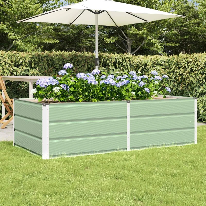 Plantekasse i stål 160x80x45 cm – grøn