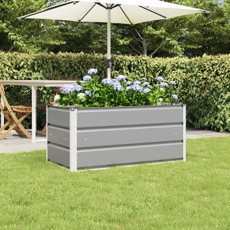 Plantekasse i galvaniseret stål Lysegrå 100×50×45 cm