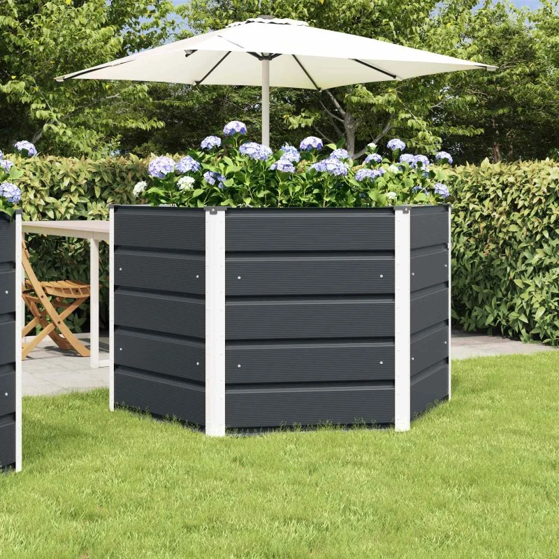Plantekasse Hexagon Antracit 129x129x75 cm – Stål