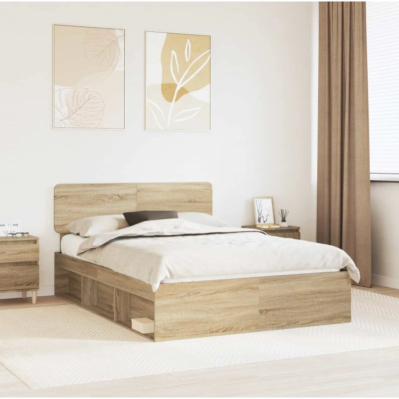 Sengestel med hovedgærde Sonoma eg 150x200 cm - Massiv fyrretræ