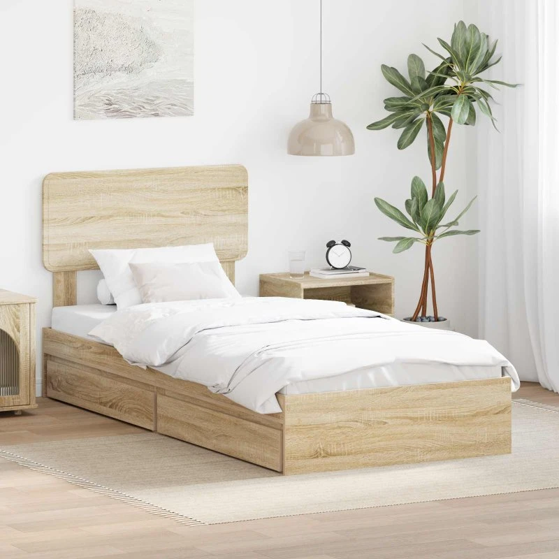 Opbevaringsseng Sonoma eg 90x190 cm – konstrueret træ