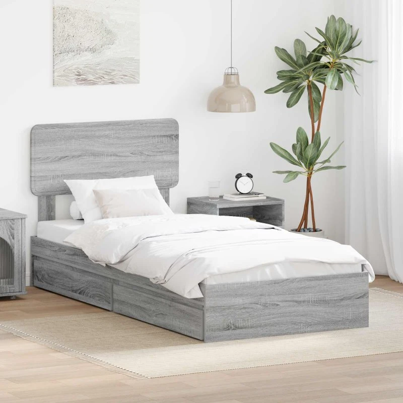 Opbevaringsseng Grå Sonoma 75x190 cm – Konstrueret træ