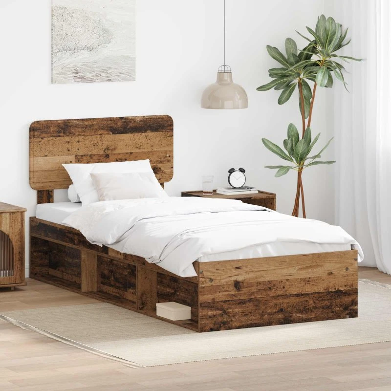 Sengestel i massivt fyrretræ 90x200 cm – gammelt træ