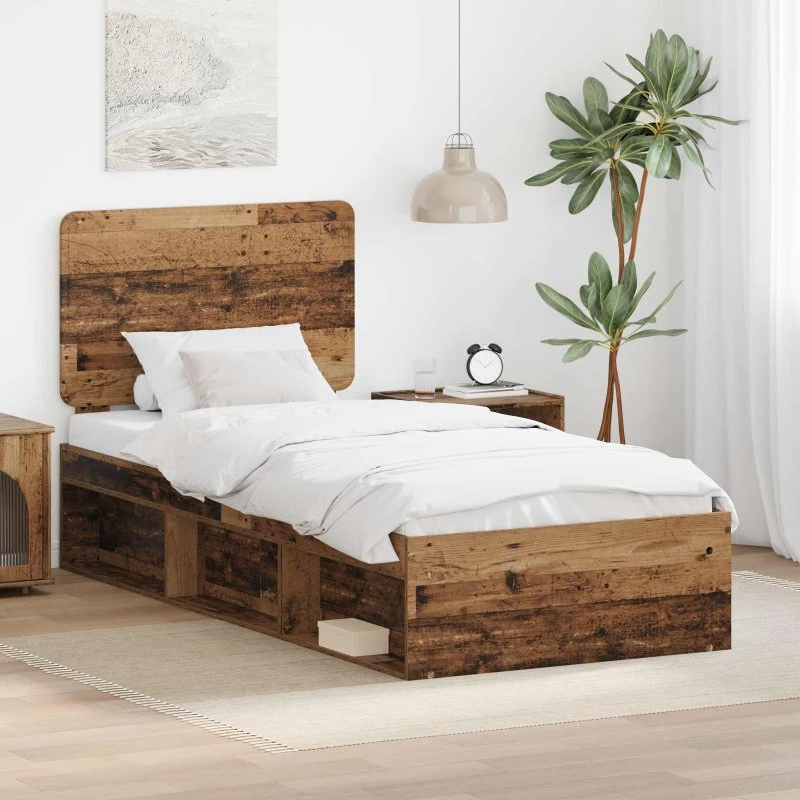 Sengestel massivt fyrretræ 75x190 cm (gammelt træ)