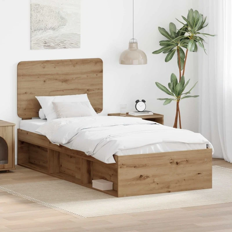 Sengestel Artisan eg med hovedgærde 75x190 cm (massiv fyrretræ)