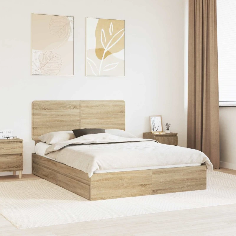 Opbevaringsseng Sonoma eg 150x200 cm – konstrueret træ
