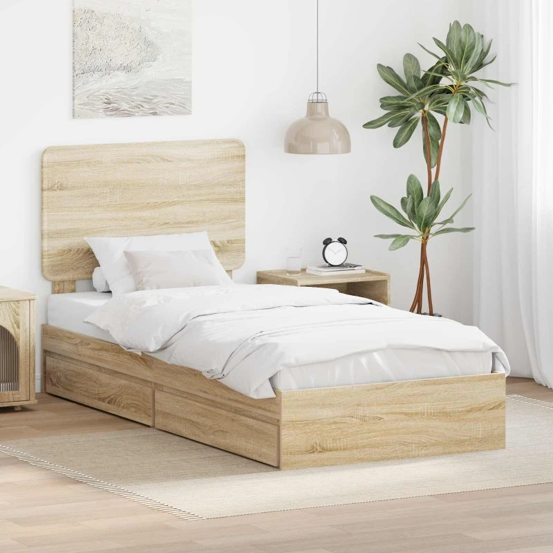 Opbevaringsseng Sonoma eg 100x200 cm med skuffe