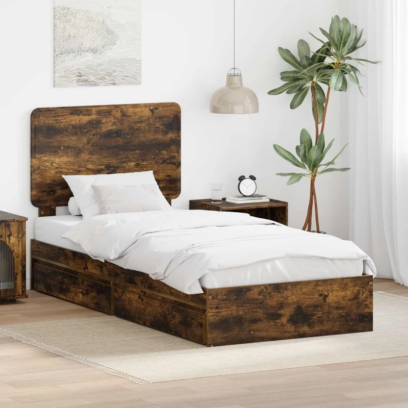 Opbevaringsseng med skuffe 90x190 cm – Røget eg