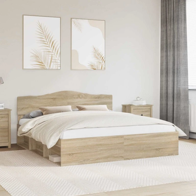 Sengestel 180x200 Sonoma i massiv fyrretræ med hovedgærde