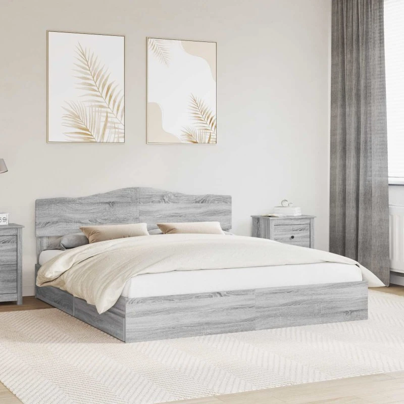 Opbevaringsseng 180x200 cm Grå Sonoma – Konstrueret træ