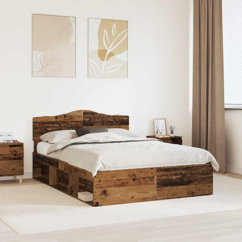 Sengestel i massivt fyrretræ 140x190 cm – gammelt træ