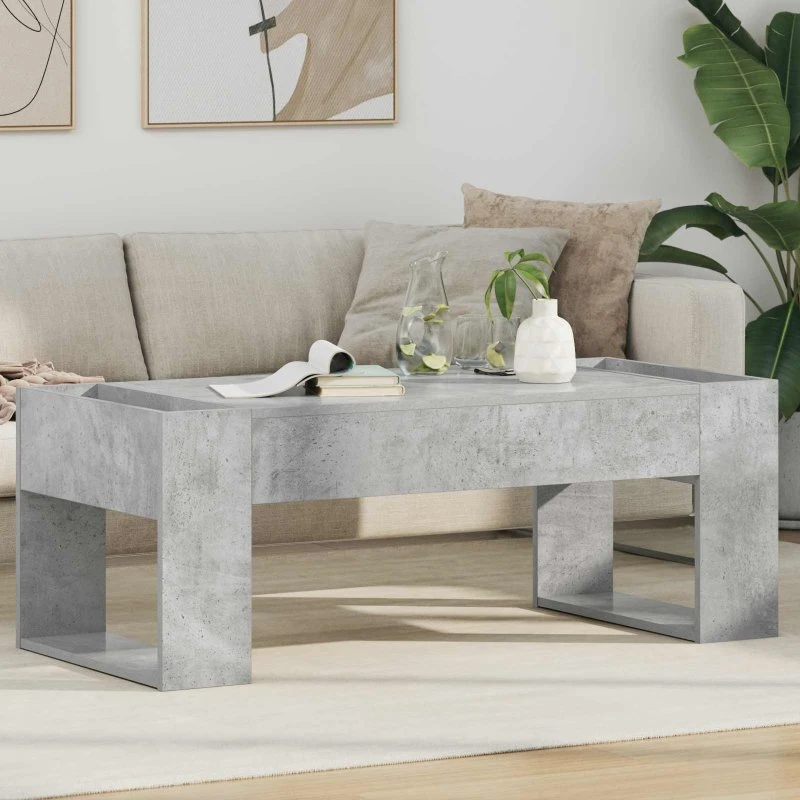 Sofabord Beton Grå 110x50x41 cm – Konstrueret træ