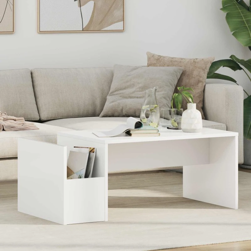 Hvidt sofabord 90x45x35 cm i konstrueret træ