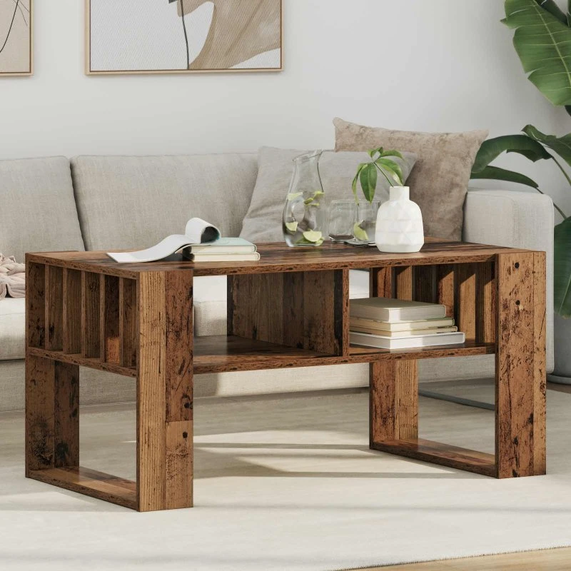 Sofabord i gammelt trælook 92×49,5×45 cm (konstrueret træ)