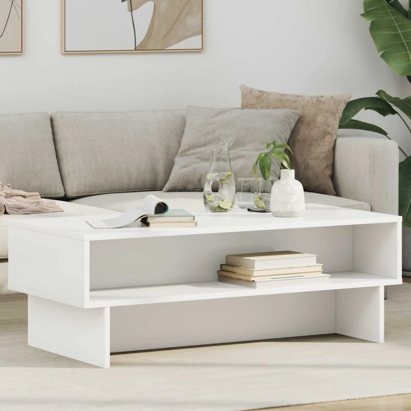 Hvidt rektangulært sofabord 100x46x35 cm