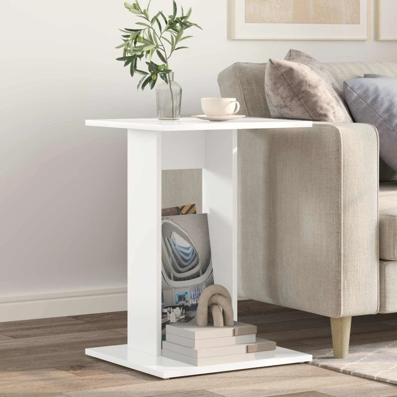 Sidebord hvid 45x40x62,5 cm - konstrueret træ