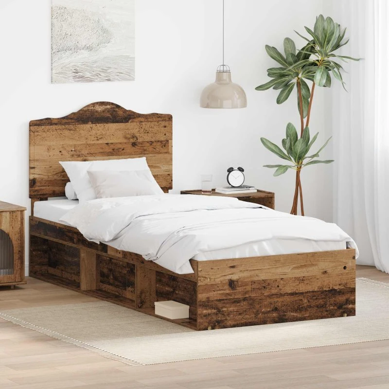 Sengestel 90x190 cm i massivt fyrretræ – vintage look