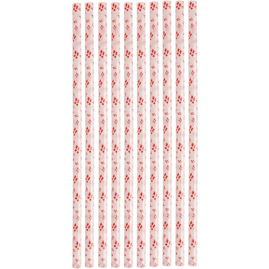 Genanvendelige sugerør med flag (Dannebrog) – 10 stk, 23 cm