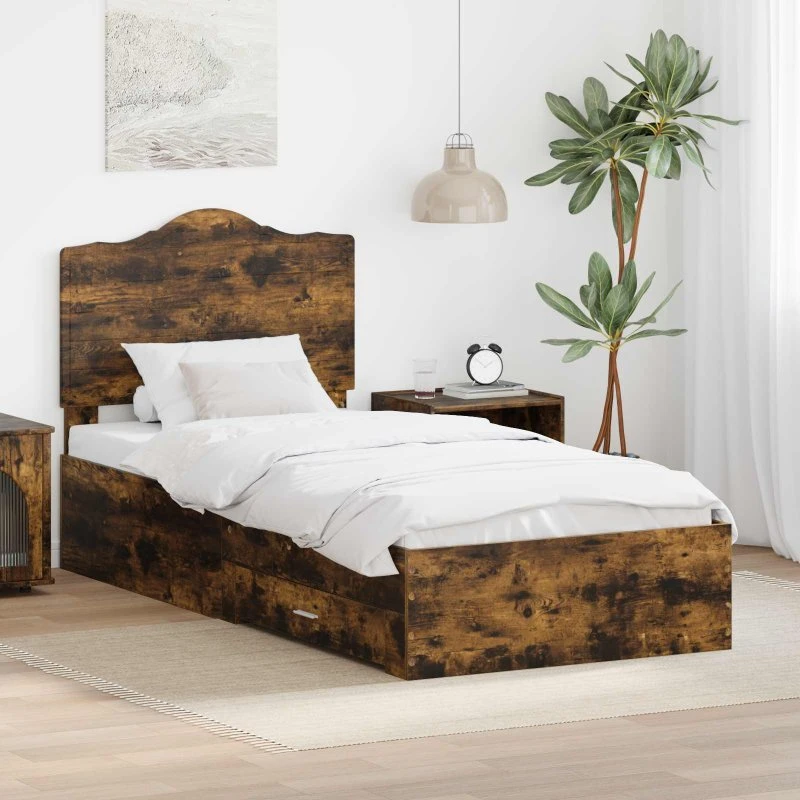 Opbevaringsseng sengestel Røget eg 100x200 cm