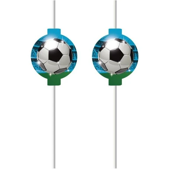 Fodboldfans papsugerør 4 stk, 22 cm (fodboldmotiv, FSC)