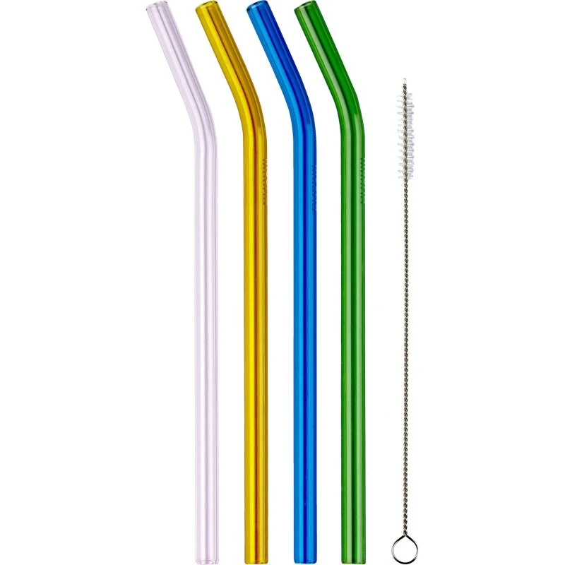 Muurla farvede borosilikat-sugerør med rensebørste, 5 stk