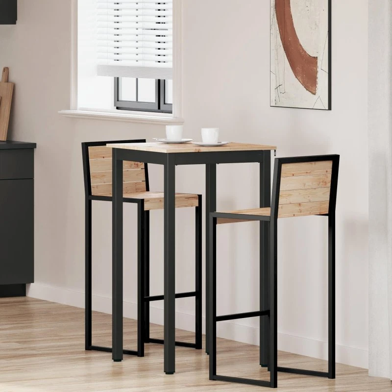 Barbord i massivt fyrretræ 60x60x105 cm – natur