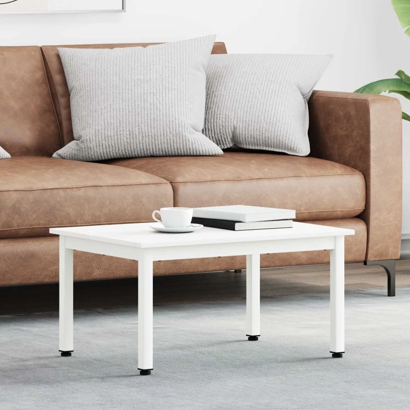 Sofabord Hvid 60x50x36 cm i Massiv fyrretræ og metalben