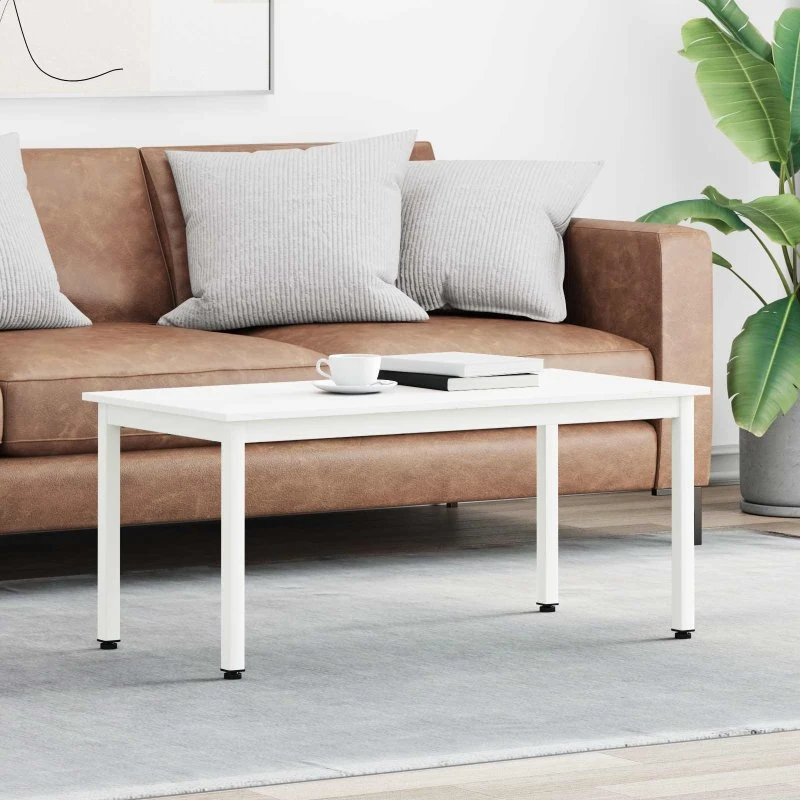 Sofabord i hvidt massivt fyrretræ 100x50x45 cm