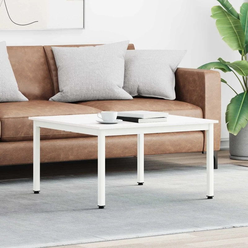 Sofabord 80x80x45 cm - Hvidt massivt fyrretræ