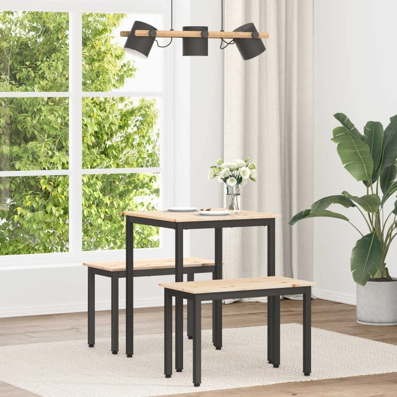 Spisebord natur 60x60x75 cm i massivt fyrretræ