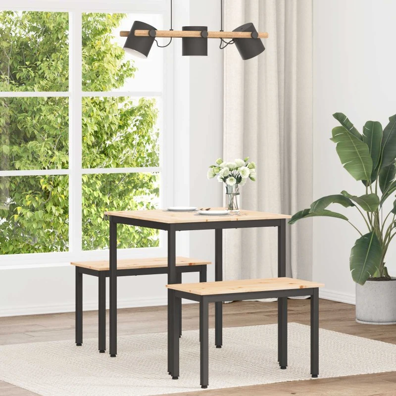 Spisebord i massivt fyrretræ 70x70 cm – natur