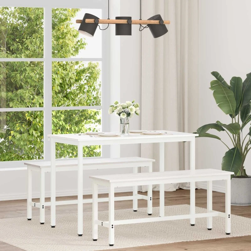 Hvidt spisebord i massivt fyrretræ 110x55 cm