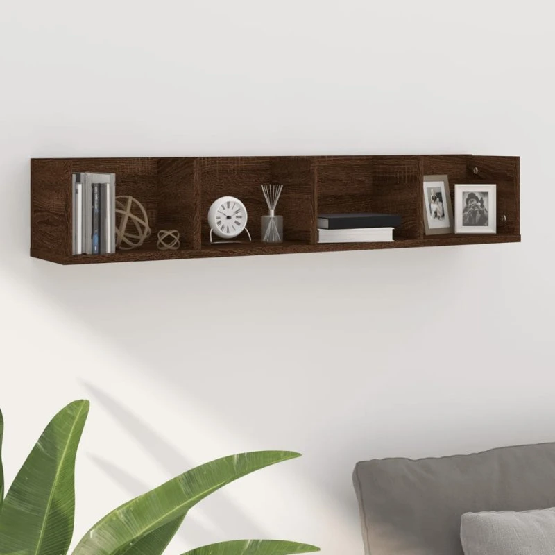 vidaXL væghylde til CD 100x18x18 cm konstrueret træ, brun eg