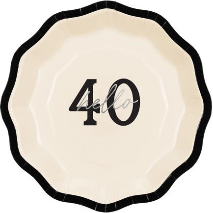 Hello 40 paptallerkener 6 stk. creme/sort/sølv