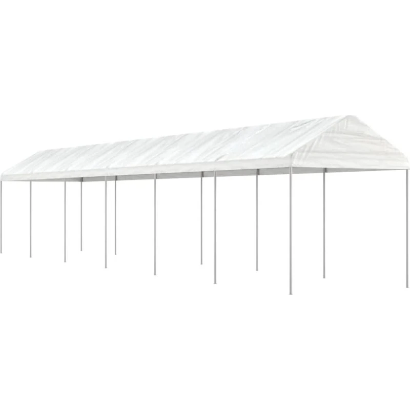 vidaXL pavillon med tag 13,38x2,28x2,69 m PE hvid