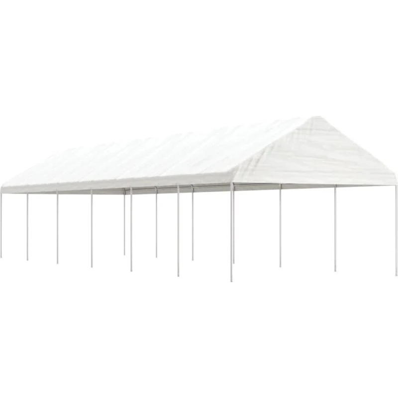 vidaXL pavillon med tag 13,38x4,08x3,22 m polyethylen hvid