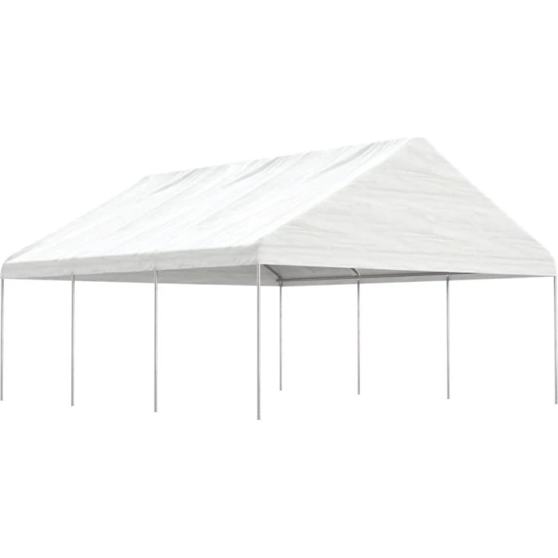 vidaXL Pavillon med tag 6,69x5,88x3,75 m hvid (PE)