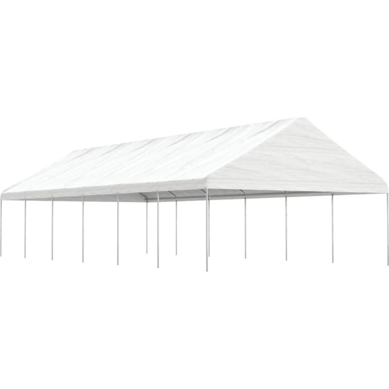 vidaXL Pavillon med tag 13,38x5,88x3,75 m PE - Hvid