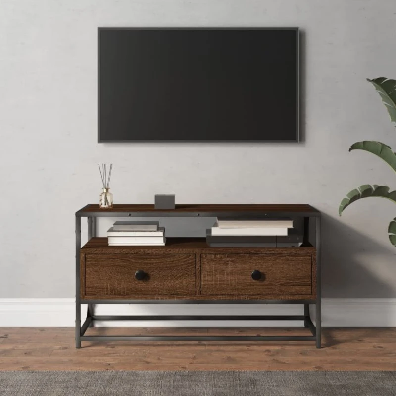 vidaXL TV-bord 80x35x45 cm konstrueret træ, brun eg