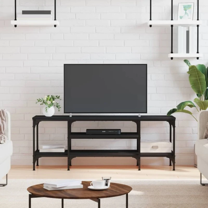 vidaXL TV-bord 121x35x45 cm konstrueret træ og jern, sort