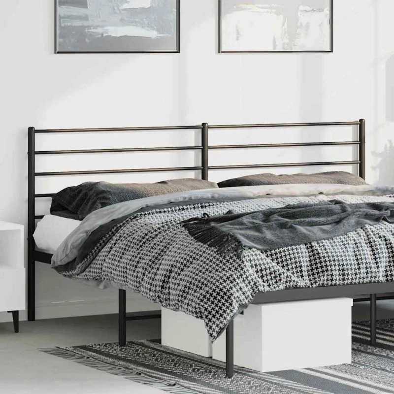 vidaXL sengegavl 180 cm metal sort