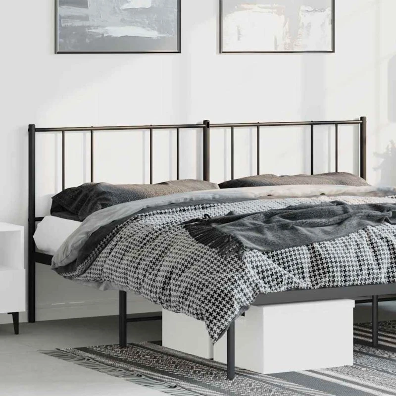 vidaXL sengegavl 180 cm metal sort