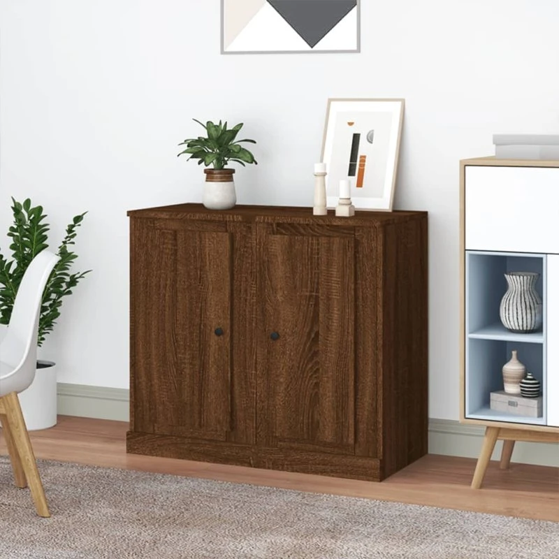 vidaXL skænke 37,5x35,5x67,5 cm brun egetræ, 2 stk