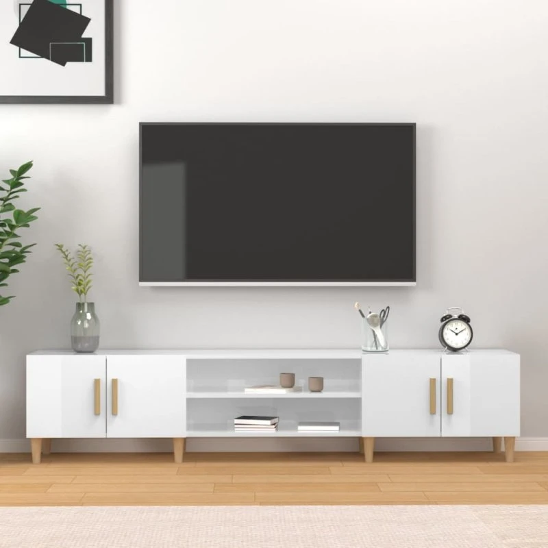 vidaXL tv-bord 180x31,5x40 cm hvid højglans