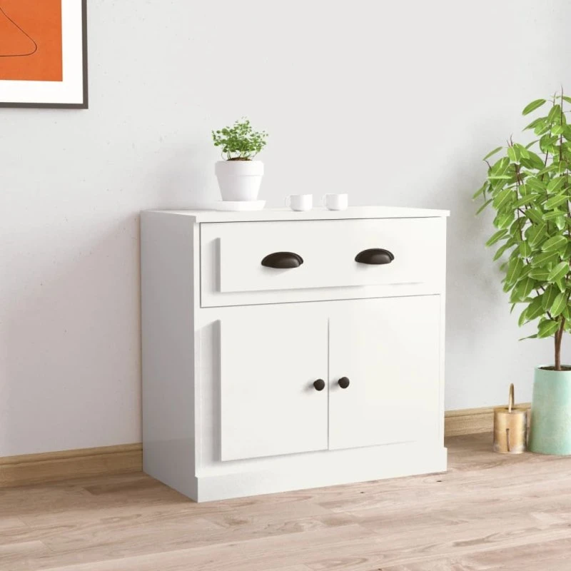 vidaXL skænk 70x35,5x67,5 cm hvid højglans